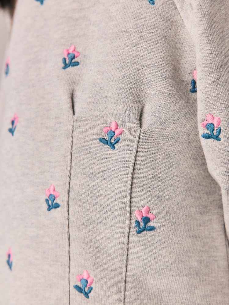 Laura Ashley Grey Floral Embroided Sweater and Wide Leg Joggers Set - Image 6 of 6
