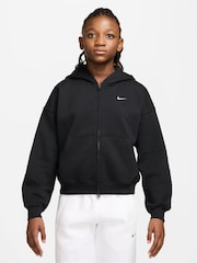 Nike Black Studio Fleece Zip Through Hoodie - Image 1 of 3