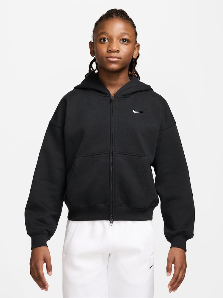 Nike Black Studio Fleece Zip Through Hoodie - Image 1 of 3