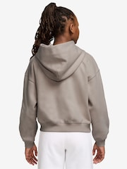 Nike Particle Grey Studio Fleece Zip Through Hoodie - Image 2 of 3