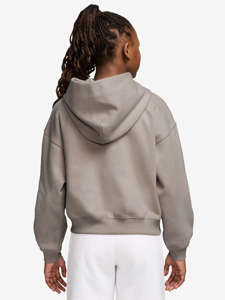Nike Particle Grey Studio Fleece Zip Through Hoodie - Image 2 of 3