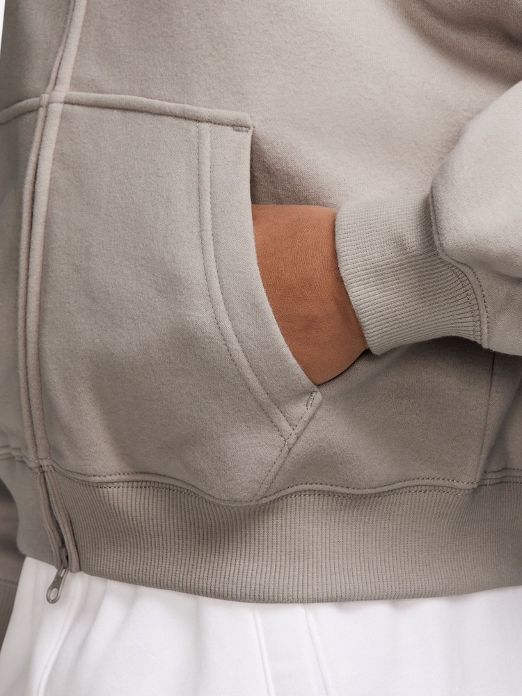 Nike Particle Grey Studio Fleece Zip Through Hoodie - Image 3 of 3