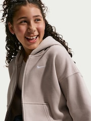 Nike Particle Grey Studio Fleece Zip Through Hoodie - Image 4 of 5