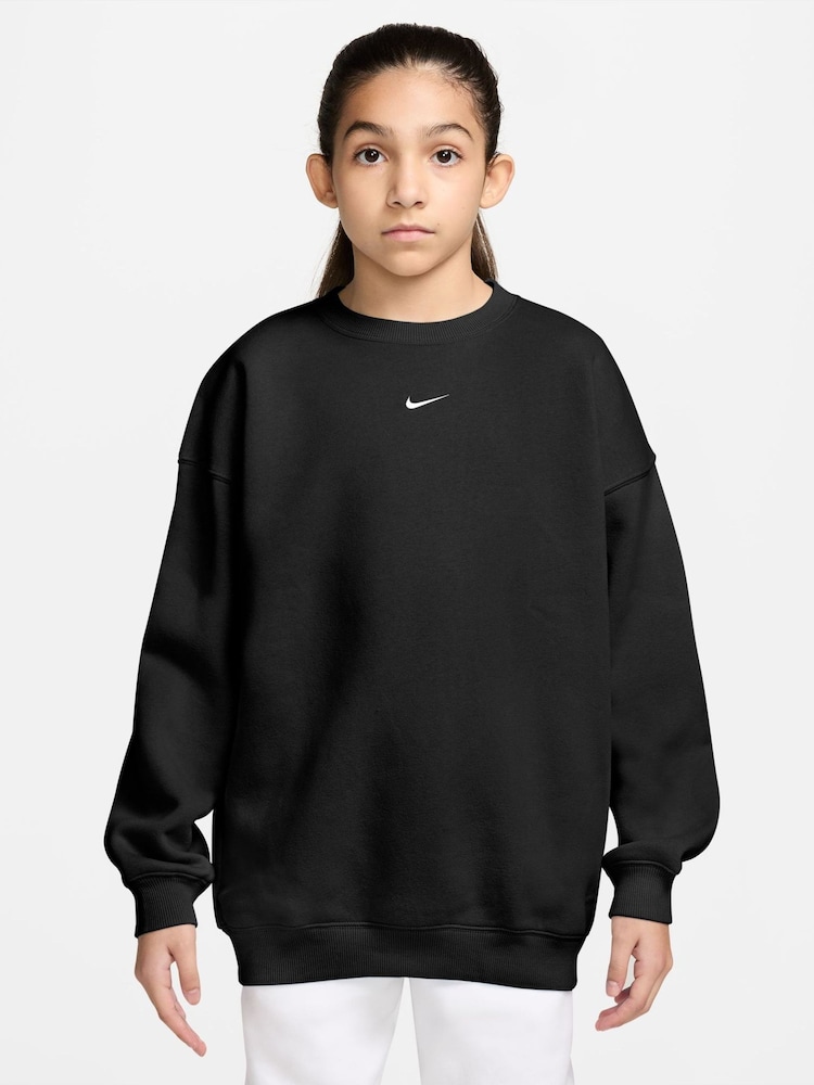 Nike Black Studio Fleece Oversized Crew Sweatshirt - Image 1 of 3 Nike Black Studio Fleece Oversized Crew Sweatshirt - Image 1 of 3
