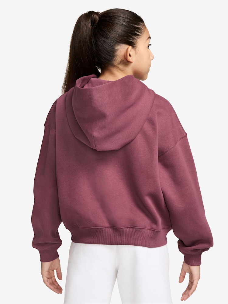 Nike Pink Smoke Studio Fleece Zip Through Hoodie - Image 2 of 3 Nike Pink Smoke Studio Fleece Zip Through Hoodie - Image 2 of 3