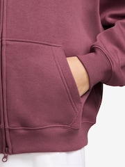 Nike Pink Smoke Studio Fleece Zip Through Hoodie - Image 3 of 3