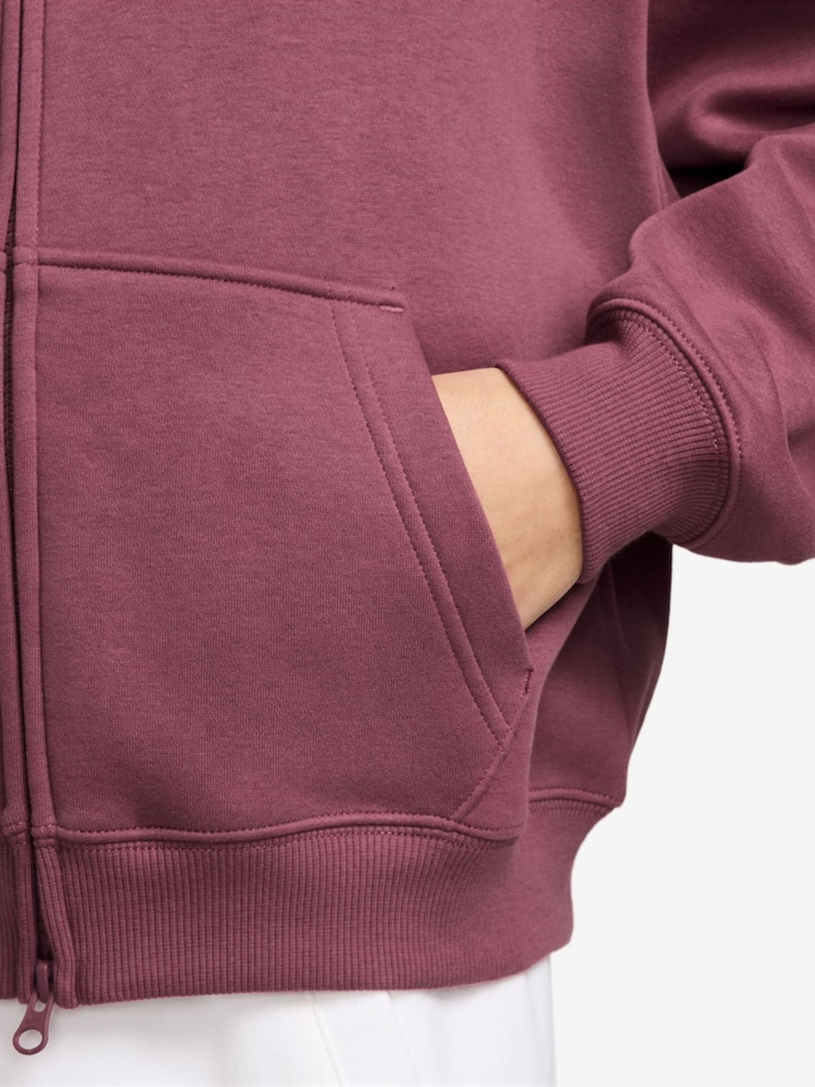 Nike Pink Smoke Studio Fleece Zip Through Hoodie - Image 3 of 3 Nike Pink Smoke Studio Fleece Zip Through Hoodie - Image 3 of 3