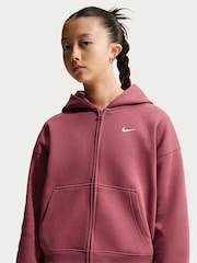 Nike Pink Smoke Studio Fleece Zip Through Hoodie - Image 4 of 6