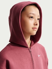 Nike Pink Smoke Studio Fleece Zip Through Hoodie - Image 6 of 6