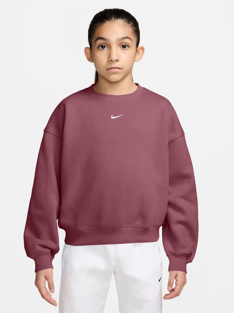 Nike Pink Smoke Studio Fleece Oversized Boxy Sweatshirt - Image 1 of 3 Nike Pink Smoke Studio Fleece Oversized Boxy Sweatshirt - Image 1 of 3