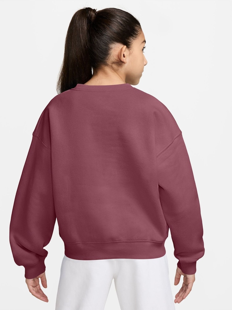 Nike Pink Smoke Studio Fleece Oversized Boxy Sweatshirt - Image 2 of 3 Nike Pink Smoke Studio Fleece Oversized Boxy Sweatshirt - Image 2 of 3