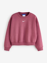 Nike Pink Smoke Studio Fleece Oversized Boxy Sweatshirt - Image 5 of 7