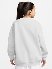 Nike Birch White Studio Fleece Oversized Crew Sweatshirt - Image 2 of 3