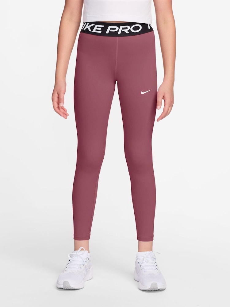 Nike Pink Smoke Pro Mid-Rise Leggings - Image 1 of 3 Nike Pink Smoke Pro Mid-Rise Leggings - Image 1 of 3