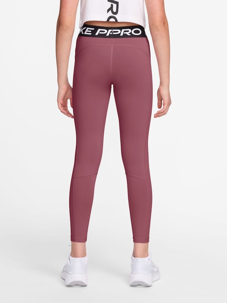 Nike Pink Smoke Pro Mid-Rise Leggings - Image 2 of 3 Nike Pink Smoke Pro Mid-Rise Leggings - Image 2 of 3