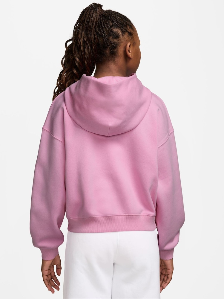 Nike Pink Rise Studio Fleece Zip Through Hoodie - Image 2 of 3