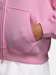 Nike Pink Rise Studio Fleece Zip Through Hoodie - Image 3 of 3