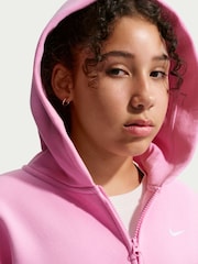 Nike Pink Rise Studio Fleece Zip Through Hoodie - Image 5 of 6