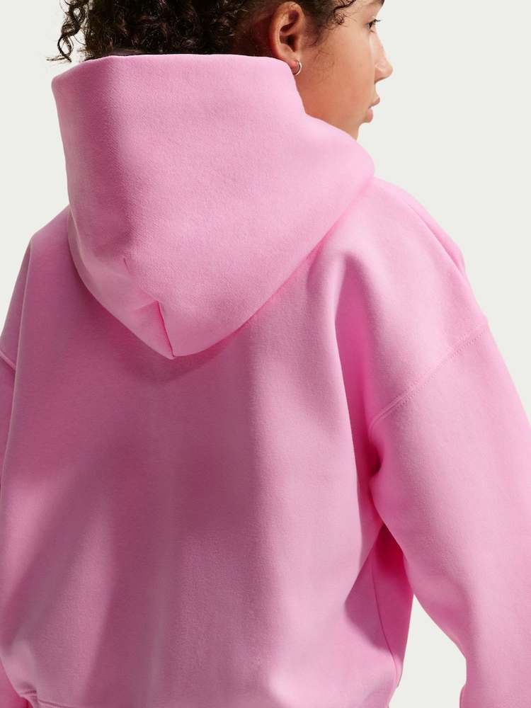 Nike Pink Rise Studio Fleece Zip Through Hoodie - Image 6 of 6