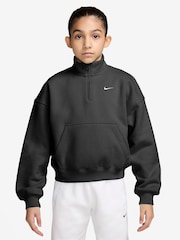 Nike Black Studio Fleece Oversized 1/2 Zip Sweatshirt - Image 1 of 3