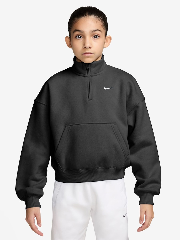 Nike Black Studio Fleece Oversized 1/2 Zip Sweatshirt - Image 1 of 3 Nike Black Studio Fleece Oversized 1/2 Zip Sweatshirt - Image 1 of 3