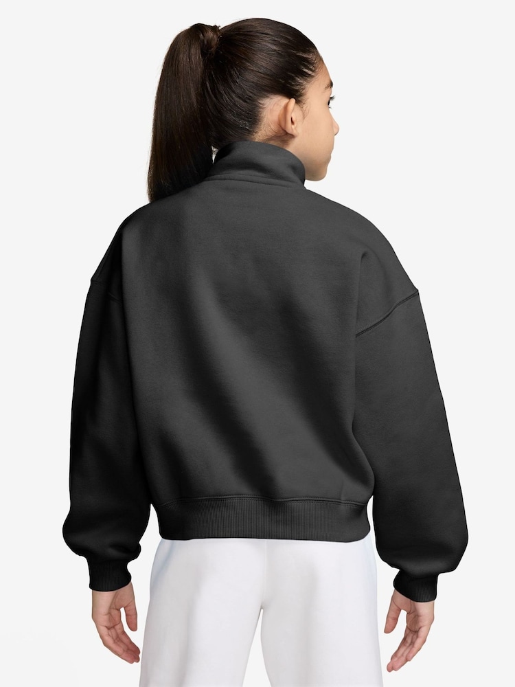 Nike Black Studio Fleece Oversized 1/2 Zip Sweatshirt - Image 2 of 3 Nike Black Studio Fleece Oversized 1/2 Zip Sweatshirt - Image 2 of 3