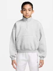 Nike Birch White Studio Fleece Oversized 1/2 Zip Sweatshirt - Image 1 of 3