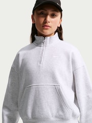 Λευκή σημύτσια - Φούτερ Nike Studio Fleece Oversized 1/2 με φερμουάρ - Εικόνα 4 από 4