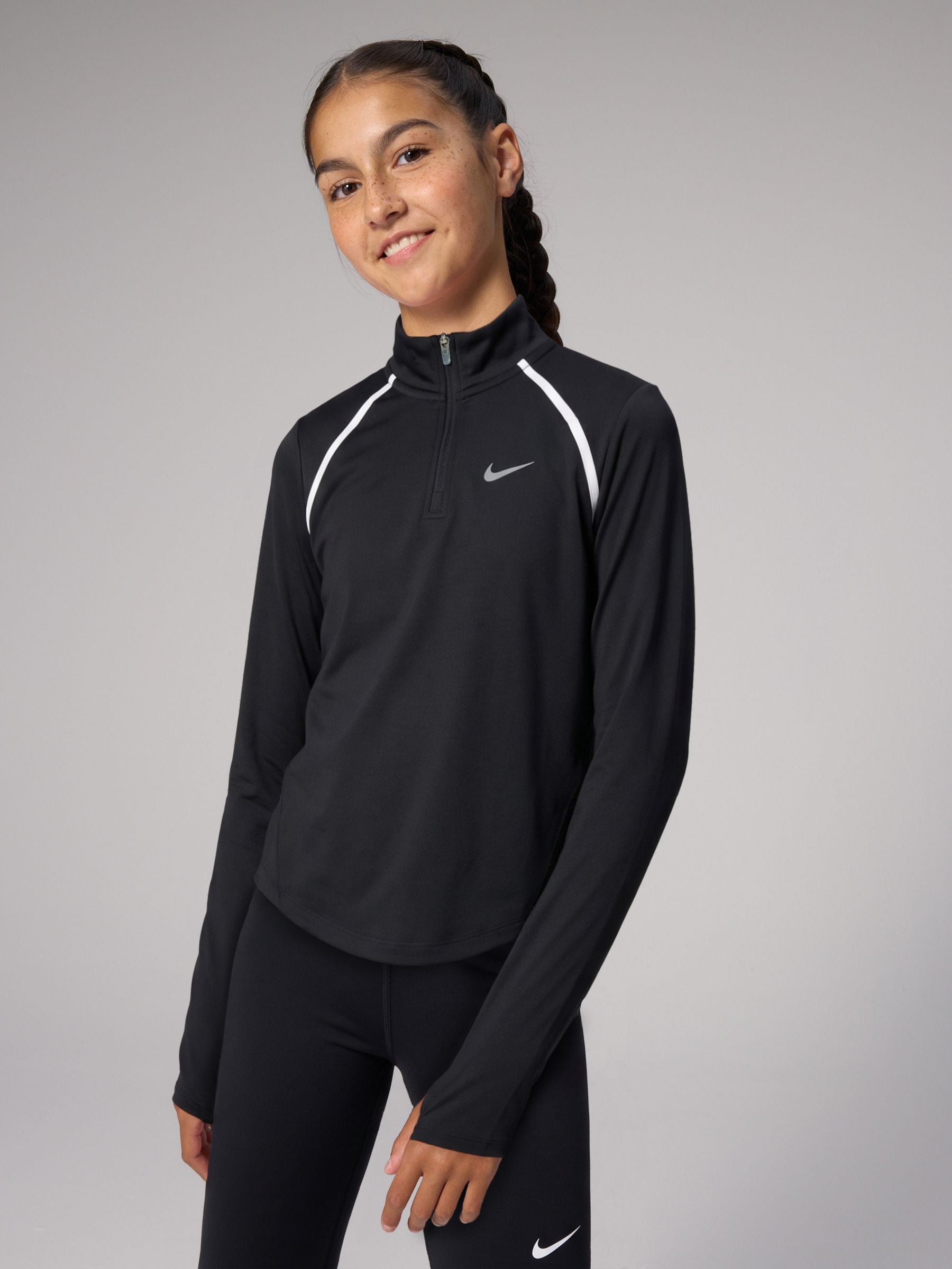 Nike - Long Sleeve 1/2 Zip Top - Junior - Black - 13-15Y - Image 2