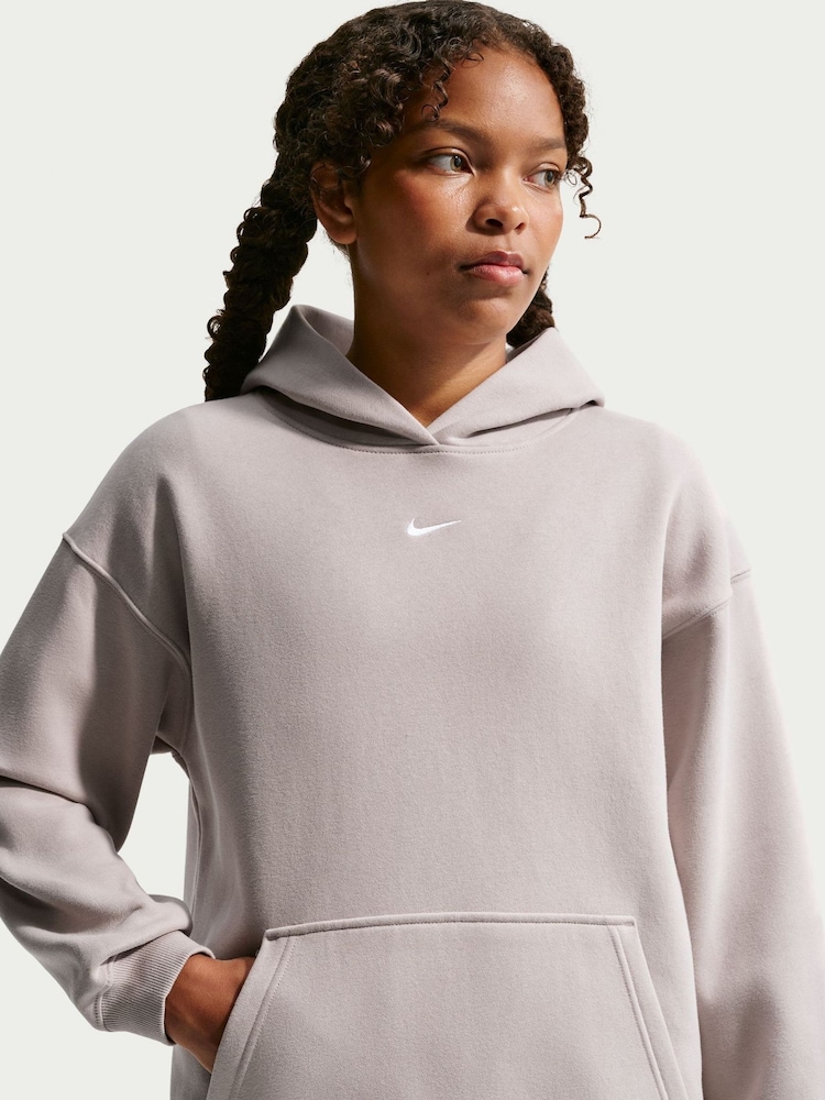 Nike Particle Grey Studio Fleece Oversized Overhead Hoodie - Image 1 of 5 Nike Particle Grey Studio Fleece Oversized Overhead Hoodie - Image 1 of 5