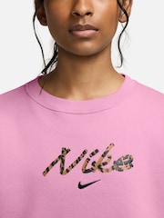 Nike Pink Rise Studio Fleece Oversized Crew Sweatshirt - Image 3 of 3