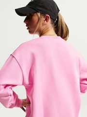 Nike Pink Rise Studio Fleece Oversized Crew Sweatshirt - Image 5 of 9