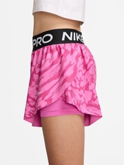 Razigran roze - Nike Pro Dri-FIT 2-in-1 pletene kratke hlače - Slika 3 od 4