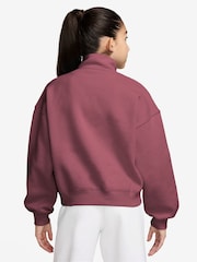 Nike Pink Smoke Studio Fleece Oversized 1/2 Zip Sweatshirt - Image 2 of 3