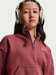 Nike Pink Smoke Studio Fleece Oversized 1/2 Zip Sweatshirt - Image 5 of 10