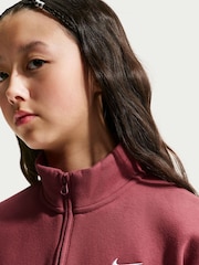 Nike Pink Smoke Studio Fleece Oversized 1/2 Zip Sweatshirt - Image 6 of 10