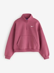 Nike Pink Smoke Studio Fleece Oversized 1/2 Zip Sweatshirt - Image 7 of 10