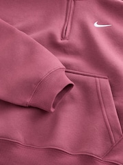 Nike Pink Smoke Studio Fleece Oversized 1/2 Zip Sweatshirt - Image 9 of 10