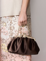 Chocolate Brown Tabitha Simmons X Next Floral Frame Bag - Image 1 of 10