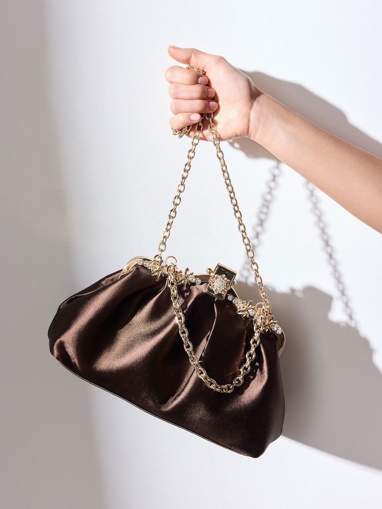 Chocolate Brown Tabitha Simmons X Next Floral Frame Bag - Image 2 of 10