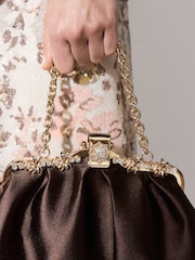 Chocolate Brown Tabitha Simmons X Next Floral Frame Bag - Image 3 of 10