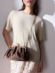 Chocolate Brown Tabitha Simmons X Next Floral Frame Bag - Image 4 of 10