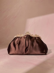 Chocolate Brown Tabitha Simmons X Next Floral Frame Bag - Image 6 of 10