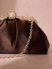 Chocolate Brown Tabitha Simmons X Next Floral Frame Bag - Image 8 of 10