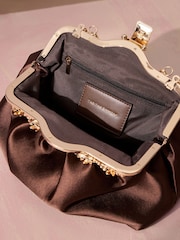 Chocolate Brown Tabitha Simmons X Next Floral Frame Bag - Image 9 of 10