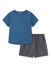 Nike Blue Dri-FIT Miler Short Sleeve Top & Short Set - Image 1 of 5