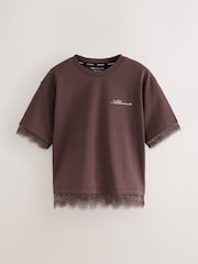 smALLSAINTS Brown Lace Trim T-Shirt - Image 1 of 6