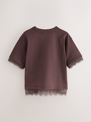 smALLSAINTS Brown Lace Trim T-Shirt - Image 2 of 6