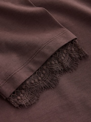 smALLSAINTS Brown Lace Trim T-Shirt - Image 3 of 6