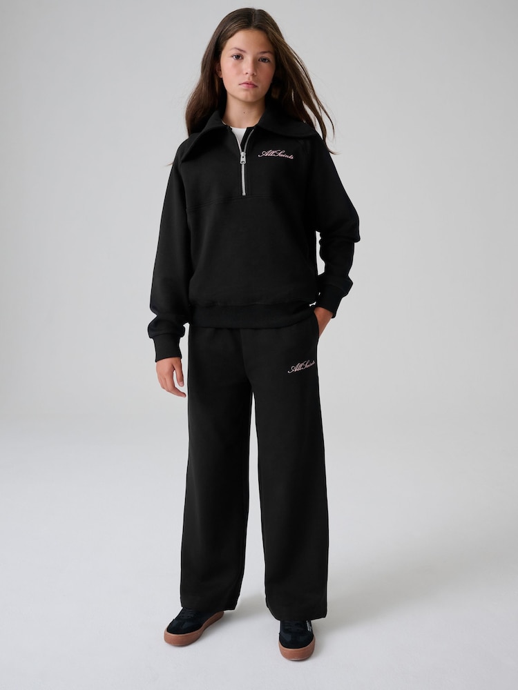 أسود - SmALLSAINTS Script Funnel Neck Sweatshirt and Wide Leg Joggers Set - Image 1 of 15